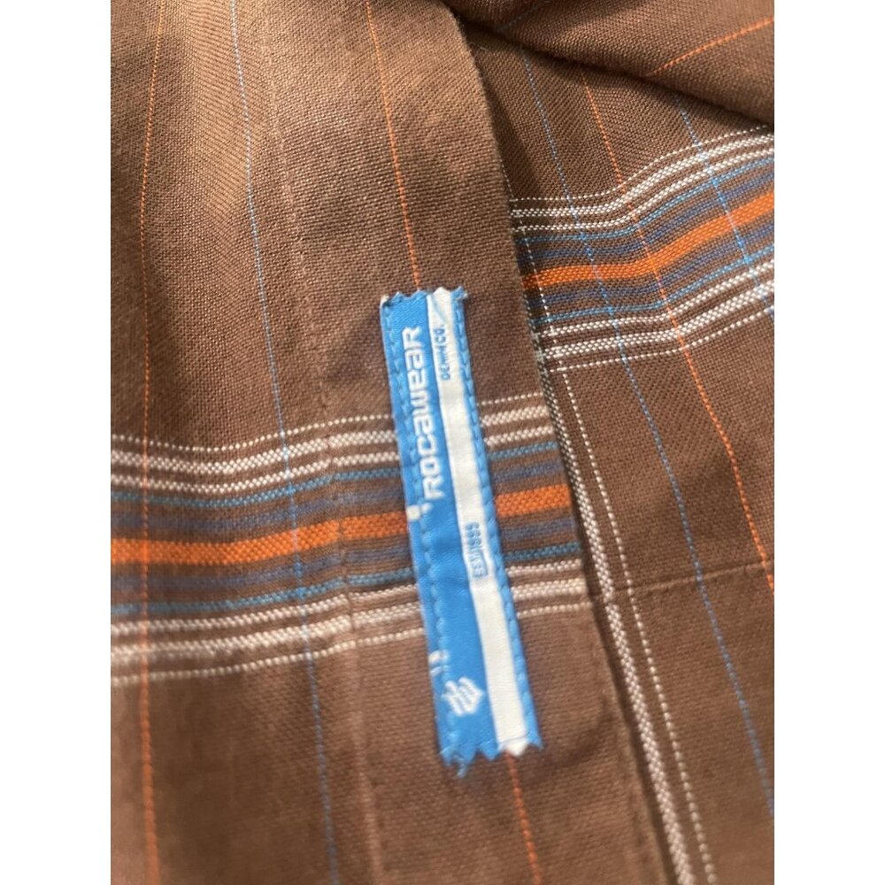Rocawear Shirt Mens XL Brown Plaid Button‎ Front Short Sleeve Casual Streetwear - Picture 8 of 9